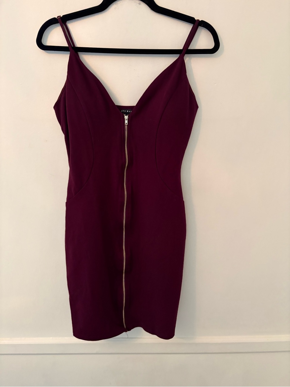 Haute Monde Women's Burgundy Sleeveless Front Zip Bodycon Mini Dress Size Large